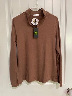 Pinspark size large light brown long sleeve 1/4 zip NWT